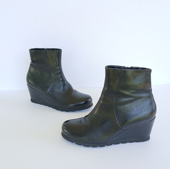 Spring Step Ravel Black Leather Ankle Boot Size 38 - Picture 1 of 8